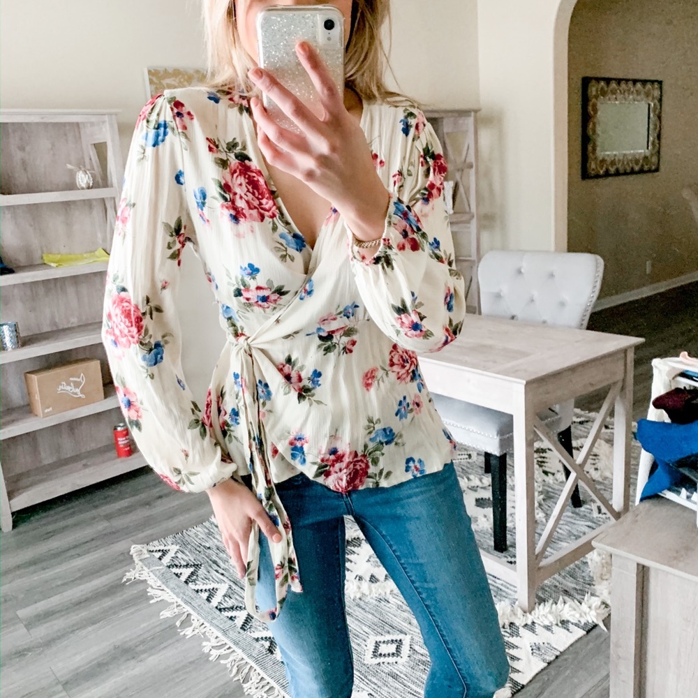 Floral wrap shirt